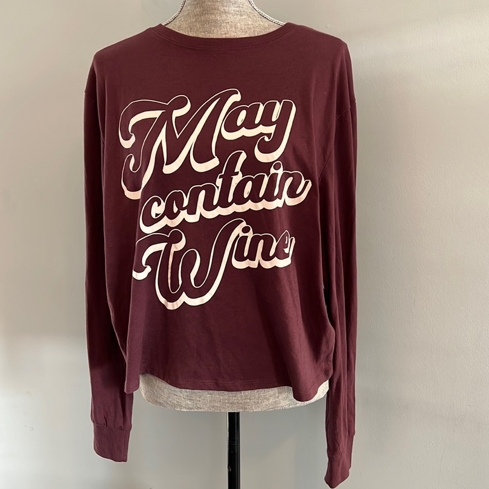 Zoe + Liv | Size XL | Burgundy | Long Sleeve T-shirt | Novelty | Front Pocket